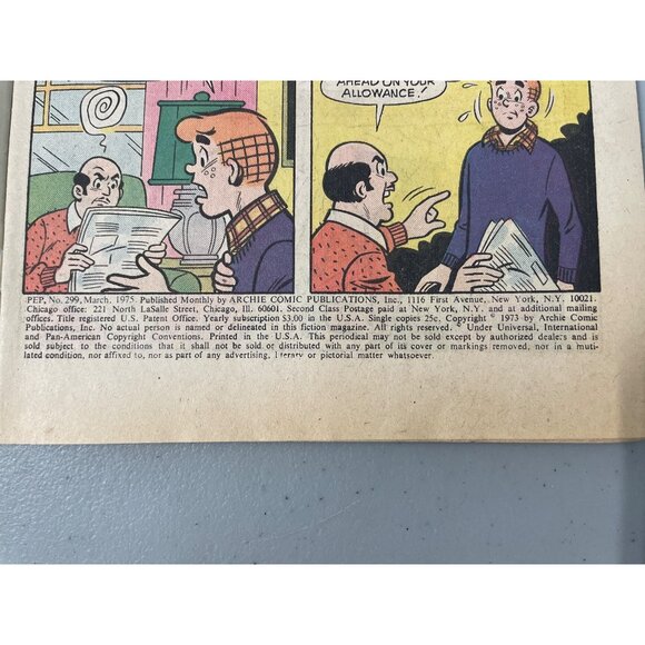 Pep Comic 299 March 1975 Archie Series Vibrant Vintage Issue Bagged Boarded - Picture 5 of 6